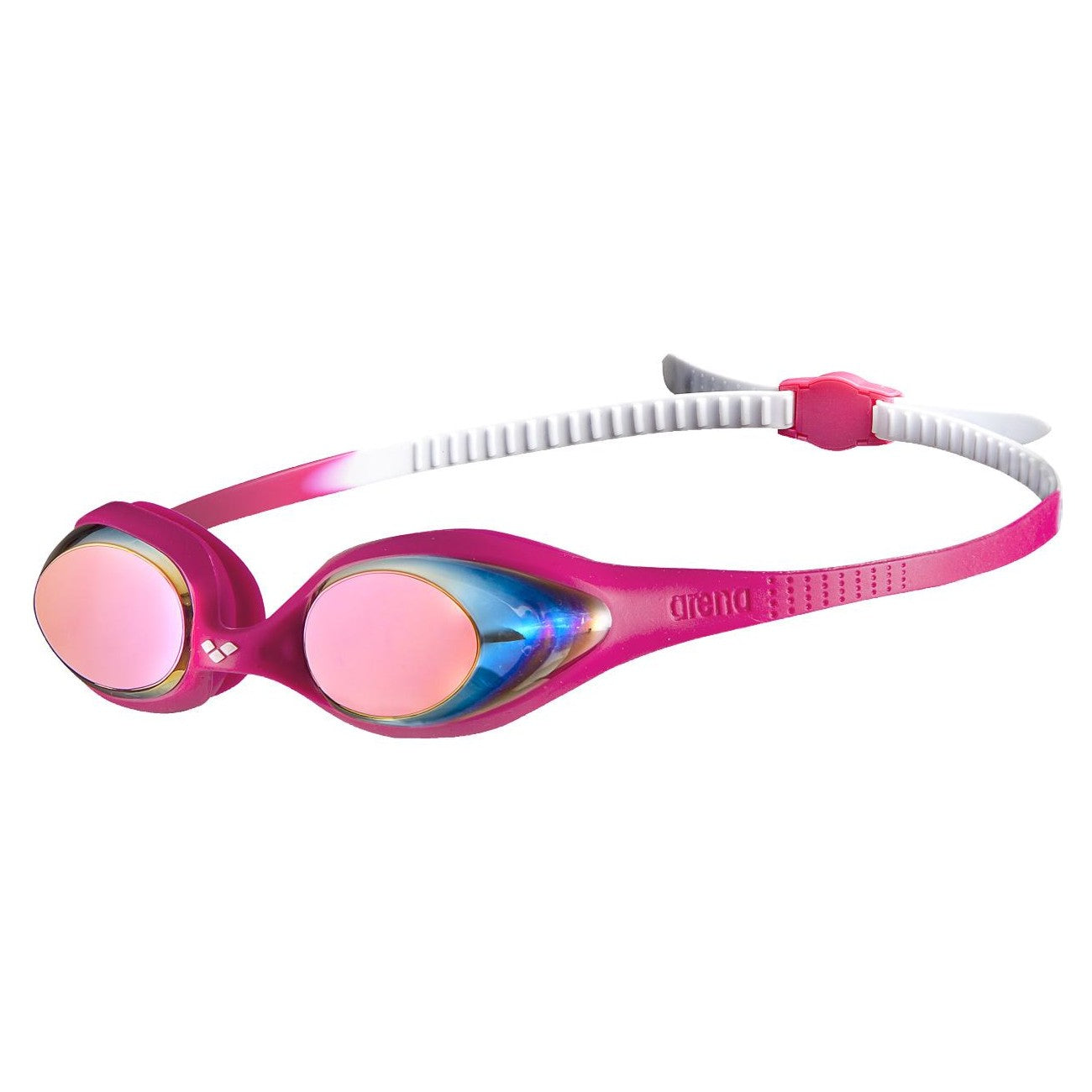 Arena Spider Mirror Jr nuorten uimalasit, White-Pink-Fuchsia