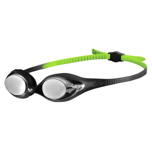 Arena Spider Mirror Jr nuorten uimalasit, Black-Silver-Green