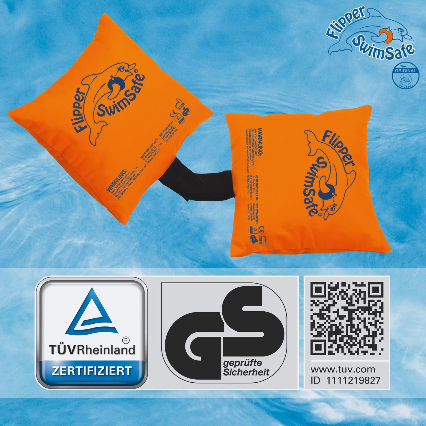 Flipper SwimSafe Float Cushions TÜV-sertifioitu lasten uimakellukkeet selkään, 2-12v