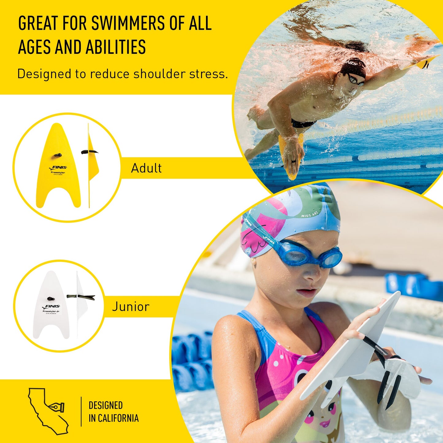 Finis Freestyler Paddles Jr vapaauintilättärit