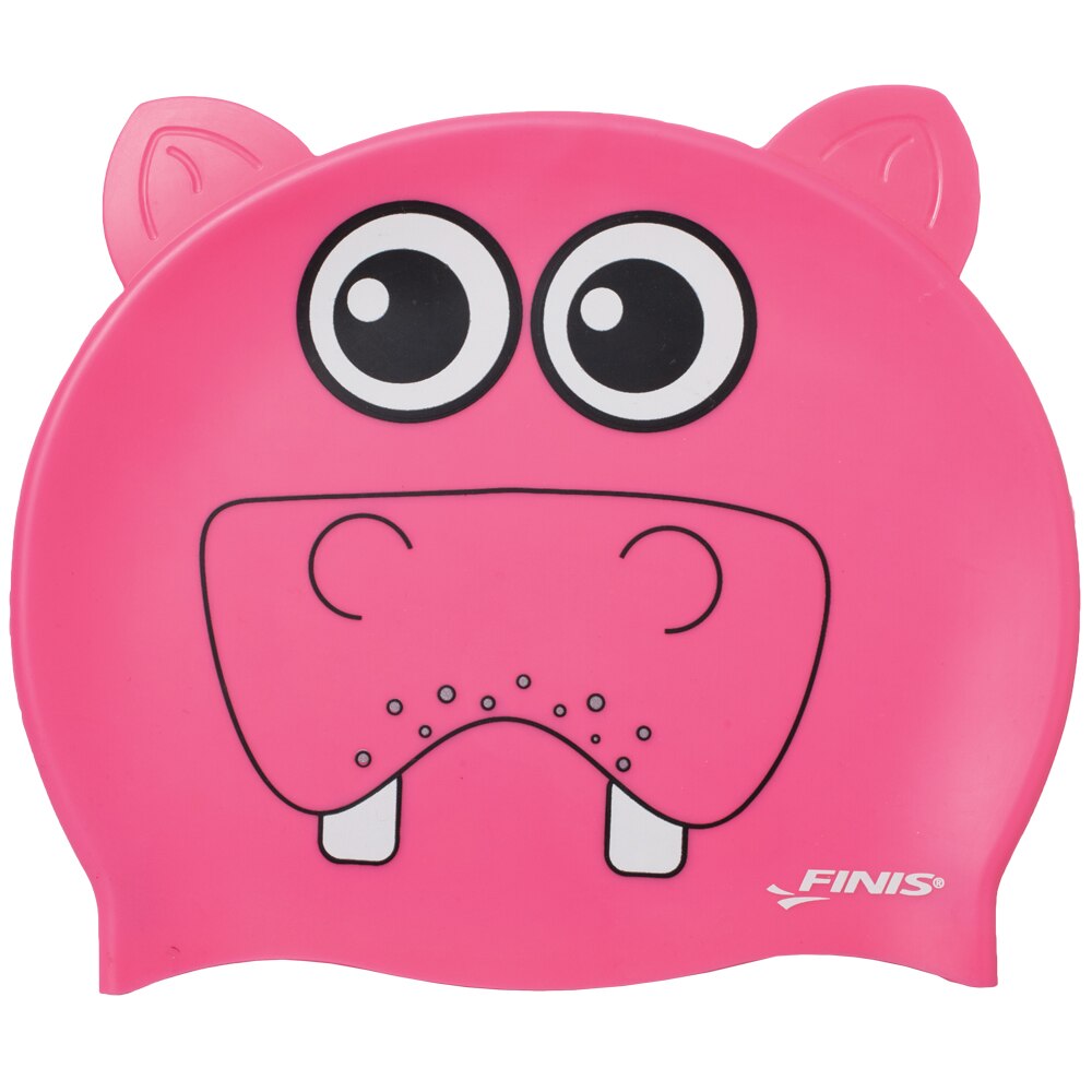 Finis Animal Heads Silicone Cap lasten uimalakki, Hippo Pink