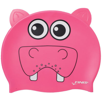 Finis Animal Heads Silicone Cap lasten uimalakki, Hippo Pink