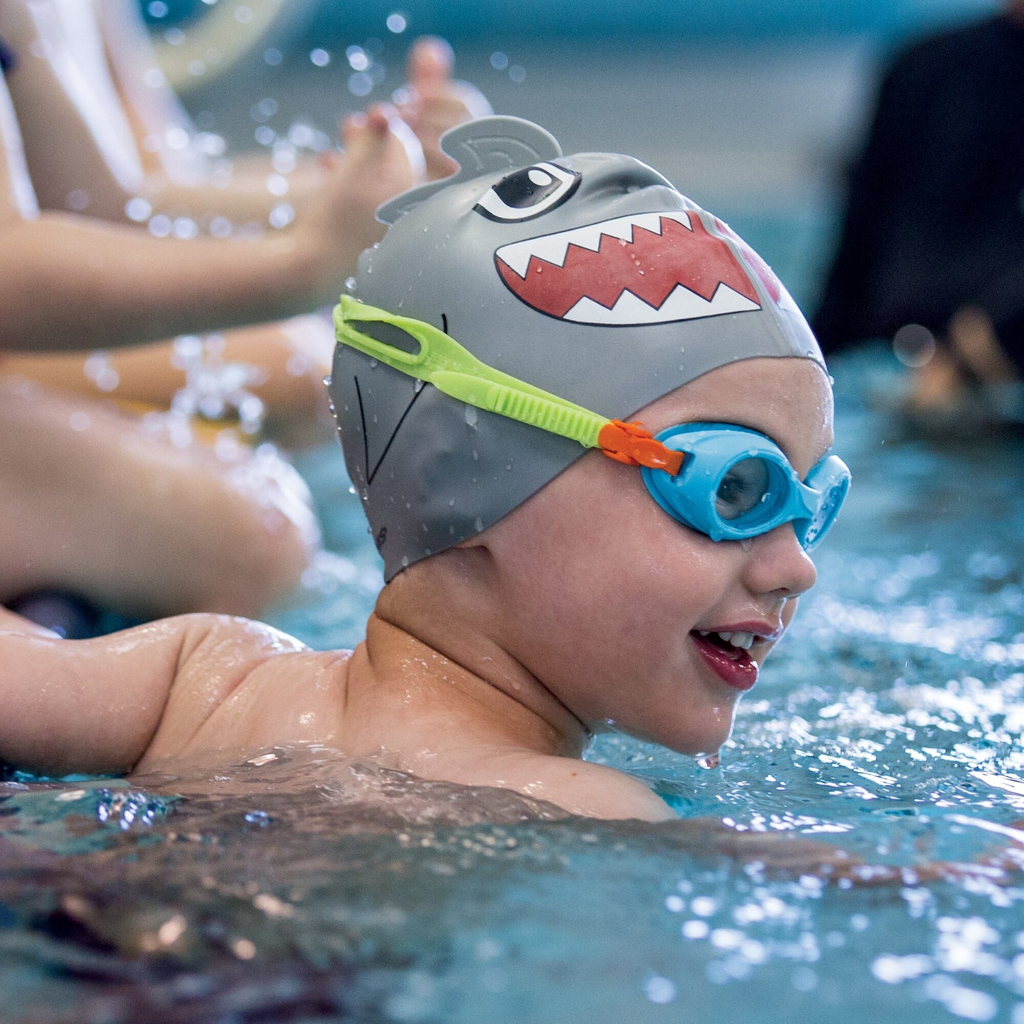 Finis Animal Heads Silicone Cap lasten uimalakki, Shark Grey
